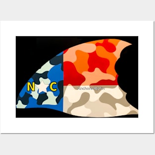 Camo NC Flag Redfish Tail Posters and Art